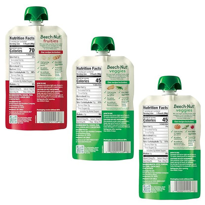 Beech-Nut Baby Food Pouches Variety Pack, NEW Farmer's Favorites Fruit & Veggie Purees Variety Pack, 3.5 oz (18 Pack)