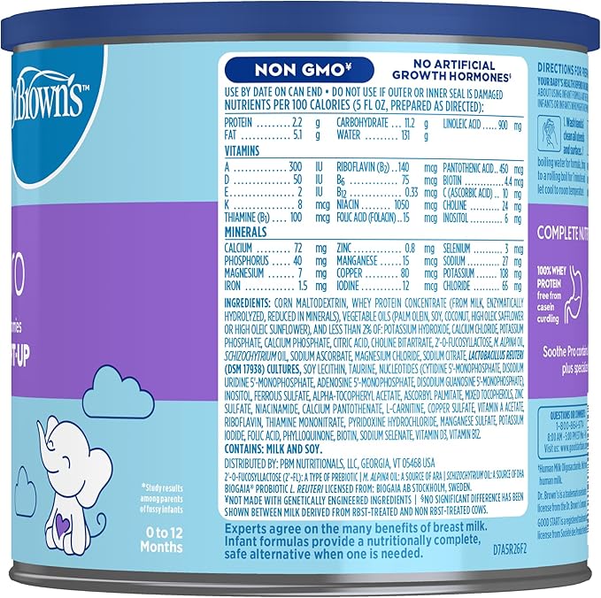 Good Start | Dr. Brown's Soothe Pro, Baby Formula Powder, for Sensitive Tummies, Gas, Fussiness and Spit-Up, Infant Formula with Probiotics, DHA, Non-GMO,19.4 Ounce