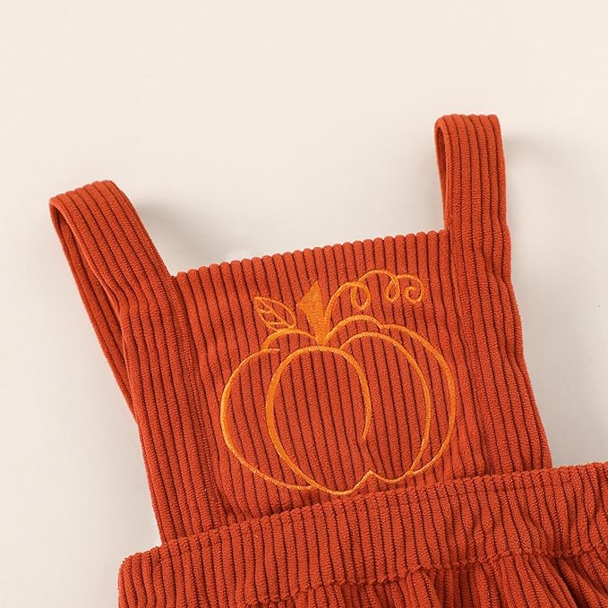 Tiny Cutey Newborn Baby Girl Clothes Bell Sleeve Romper and Corduroy Overalls Shorts Infant Girl Fall Outfits