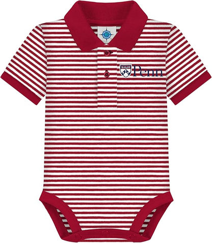 Creative Knitwear College Baby Striped Polo Bodysuit - Team Logo, Multiple Colors, for Boys & Girls (0-12 Months)