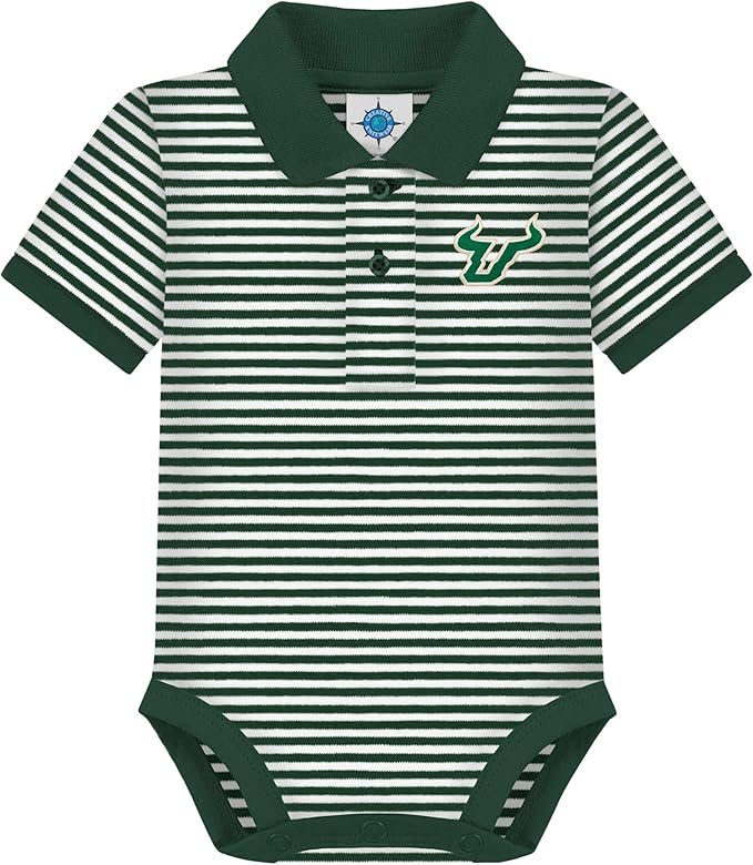 Creative Knitwear College Baby Striped Polo Bodysuit - Team Logo, Multiple Colors, for Boys & Girls (0-12 Months)