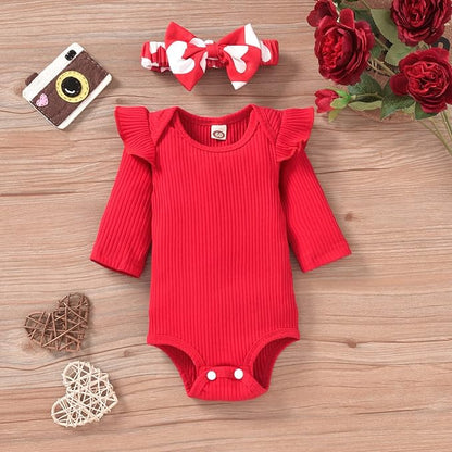 Aalizzwell Preemie Newborn Infant Baby Girls Clothes Ribbed Romper Bodysuit Pants Set Fall Winter Outfits