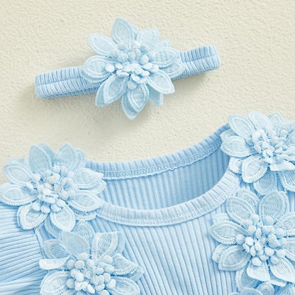 Infant Baby Girl Lace Romper Baby Tulle Dress Romper Flowers Bodysuit Spring Summer Festival Clothes with Headband