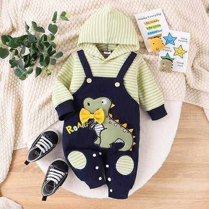 Baby Boy Clothes Newborn Hoodie Romper Fall Winter One-piece Outfit Infant Cute Cartoon Clothing Set 0-18 Months