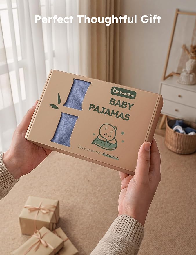 Yoofoss Rayon Made From Bamboo Baby Pajamas 3pcs Newborn Sleepers For Boy Girl Clothes, 0-3 3-6 6-9 Months Footed Pjs