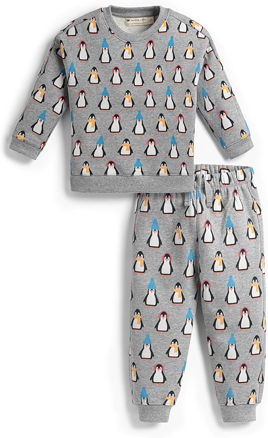 monica + andy Sporty Sweatsuit, 100% Organic Cotton Clothes for Boys & Girls, Outfit Sizes For Kids, Toddler & Infant