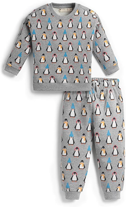 monica + andy Sporty Sweatsuit, 100% Organic Cotton Clothes for Boys & Girls, Outfit Sizes For Kids, Toddler & Infant