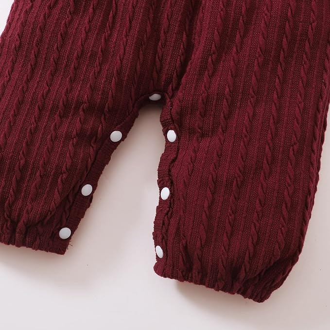 Happy Town Baby Girl Romper Infant Fall Winter Clothes Ruffle Sweater Long Sleeve Bodysuit Jumpsuit and Headband