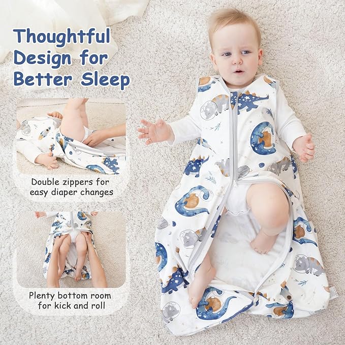Looxii Baby Sleep Sack 0.5 TOG, 100% Cotton 3 Pack Wearable Blanket Baby Sleep Bag for Newborn Infant, 2-Way Zipper Lightweight Toddler Sleeping Sack 0-6 Months