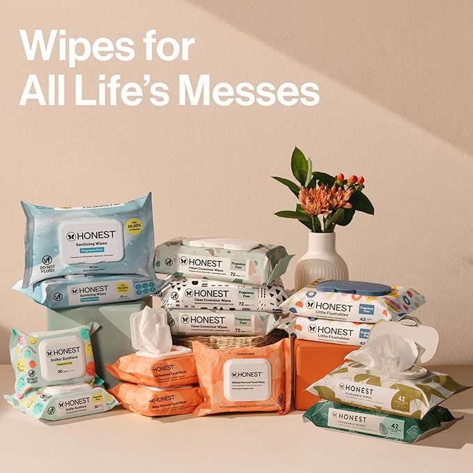 The Honest Company Clean Conscious Multi-Use Wipes Hypoallergenic Unscented for Sensitive Skin Over 99% Water Compostable Plant Based Baby Sunburst 864 Count