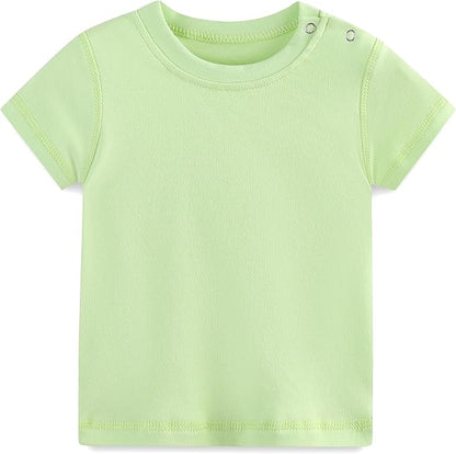 Baby Multicolor Short Sleeve T-Shirt Tee Summer Solid 100% Cotton Basic Clothes
