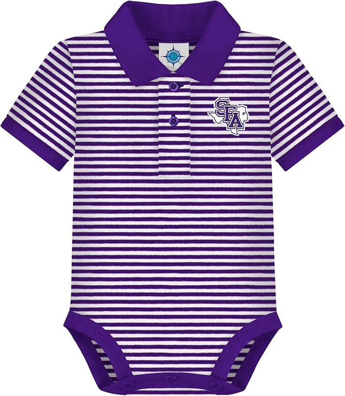 Creative Knitwear College Baby Striped Polo Bodysuit - Team Logo, Multiple Colors, for Boys & Girls (0-12 Months)