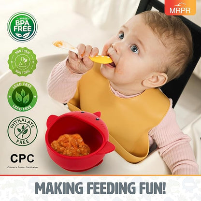 MRPR Chompers Silicone Shark Bowl - Baby & Toddler Suction-bowl - BPA-Free, Microwave & Dishwasher safe - Mess-Free Mealtime - Fun & Durable Snack-bowl for Kids - Strong Suction, Travel-Friendly