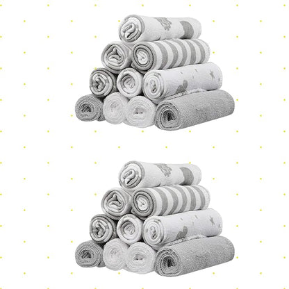 Spasilk 20-Piece Washcloth Set for Newborn Boys and Girls, Soft Terry Baby Washcloths, Baby Essentials, Gray Celestial