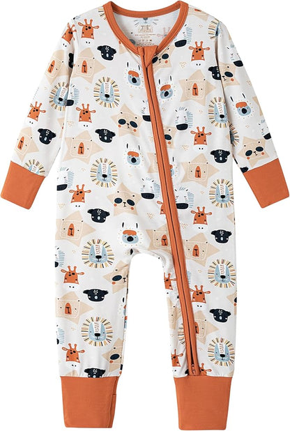 Baby Zippered Rompers Newborn Pajamas Sleepers Long Sleeve Jumpsuits Infant Zipper Romper-Viscose from Bamboo