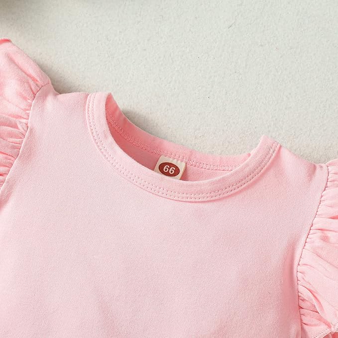 Baby Girl Solid Color Romper Infant Ruffle Sleeve Bodysuit One Piece Outfit Toddler Jumpsuit clothes