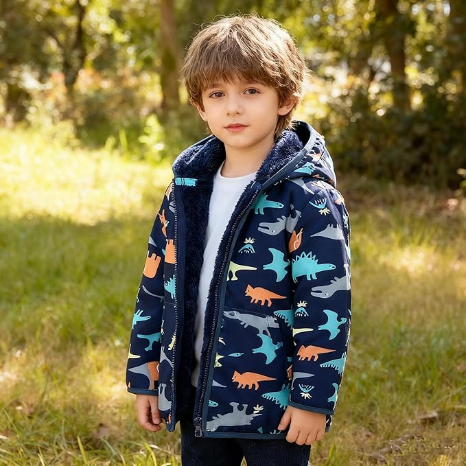 Feidoog Toddler Fleece Jacket Baby Boys Girls Hooded Zipper Long Sleeve Thick Warm Outerwear