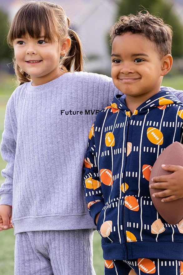 monica + andy Sporty Sweatsuit, 100% Organic Cotton Clothes for Boys & Girls, Outfit Sizes For Kids, Toddler & Infant