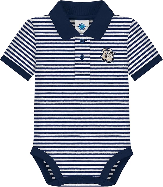 Creative Knitwear College Baby Striped Polo Bodysuit - Team Logo, Multiple Colors, for Boys & Girls (0-12 Months)