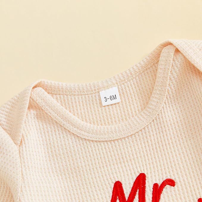 Baby Valentines Outfit Girl Boys Long Sleeve Footie Rib Onesie knot Hat Spring Clothes Newborn Outfits Infant Set