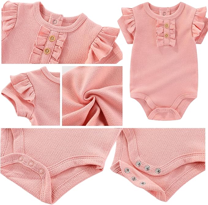 Baby Boy Girl Short Sleeve Bodysuits New Born 100% Cotton Clothes 5-Pack 0-12M