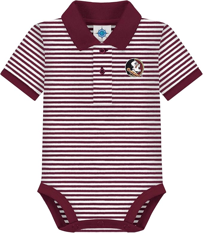Creative Knitwear College Baby Striped Polo Bodysuit - Team Logo, Multiple Colors, for Boys & Girls (0-12 Months)