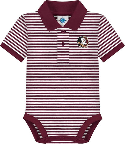 Creative Knitwear College Baby Striped Polo Bodysuit - Team Logo, Multiple Colors, for Boys & Girls (0-12 Months)