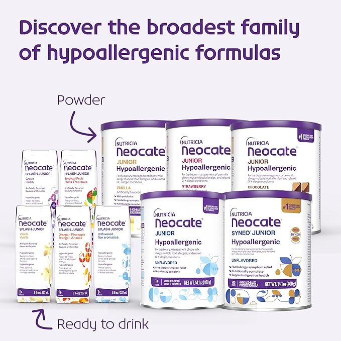 Neocate Junior - 1+ years - Hypoallergenic Toddler Formula for Food Allergy Relief - Nutritionally Complete Dairy Free Formula - Dairy Free Powder - Great Taste - Unflavored - 14.1 oz