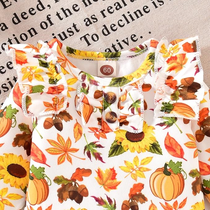 Aalizzwell Preemie Newborn Infant Baby Girls Clothes Ribbed Bodysuit Pants Set Fall Winter Outfits