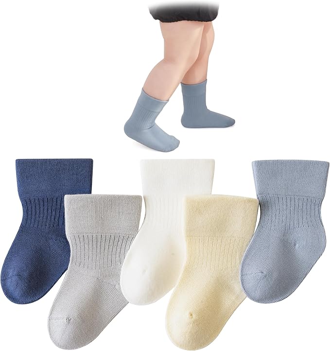 Baby Girls/Boys Socks Soft Cotton Infant Sock Set Newborn Dress Socks 5 Pairs Comfortable Sock for Toddler