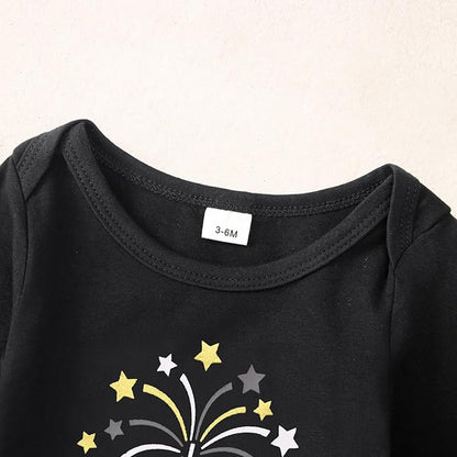 My First New Years Baby Boy Girl Outfit Newborn Long Sleeve Romper Infant Onesie Firework Print Bodysuit Clothes