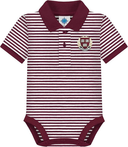 Creative Knitwear College Baby Striped Polo Bodysuit - Team Logo, Multiple Colors, for Boys & Girls (0-12 Months)