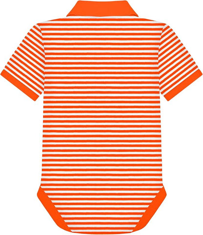 Creative Knitwear College Baby Striped Polo Bodysuit - Team Logo, Multiple Colors, for Boys & Girls (0-12 Months)
