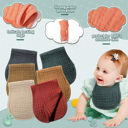 Frienda 6 Pack Muslin Burp Cloths Cotton Large 20''x 9'' Extra Absorbent and Soft Baby Burping Cloth for Baby Boy Girl Unisex(Classic Colors)