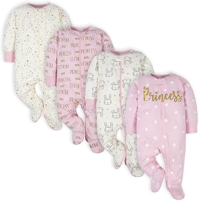Gerber baby-girls 4 Pack Sleep N' Play Footie