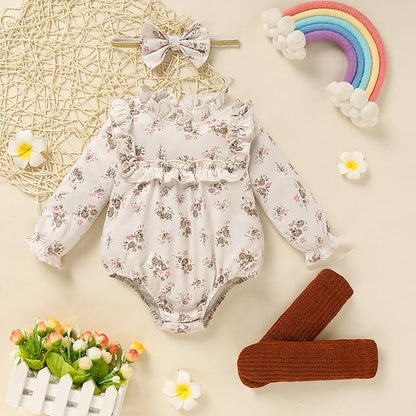 GRNSHTS Newborn Baby Girl Clothes Ruffle Rompers Toddler Fall Outfits for Girls Set Little Girl Fall Winter Clothing