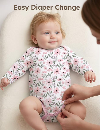 Yoofoss Baby Bodysuits 100% Organic Cotton Baby Onesie Long Sleeve Baby Boys Girls Clothes Soft Newborn Infant Romper, 3 Pack