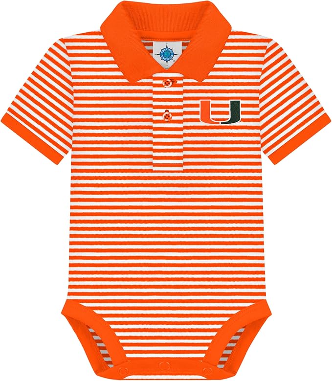 Creative Knitwear College Baby Striped Polo Bodysuit - Team Logo, Multiple Colors, for Boys & Girls (0-12 Months)