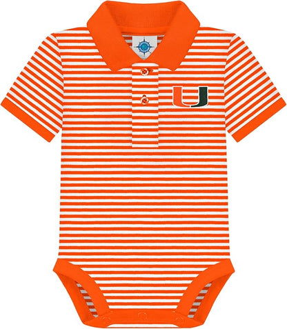 Creative Knitwear College Baby Striped Polo Bodysuit - Team Logo, Multiple Colors, for Boys & Girls (0-12 Months)
