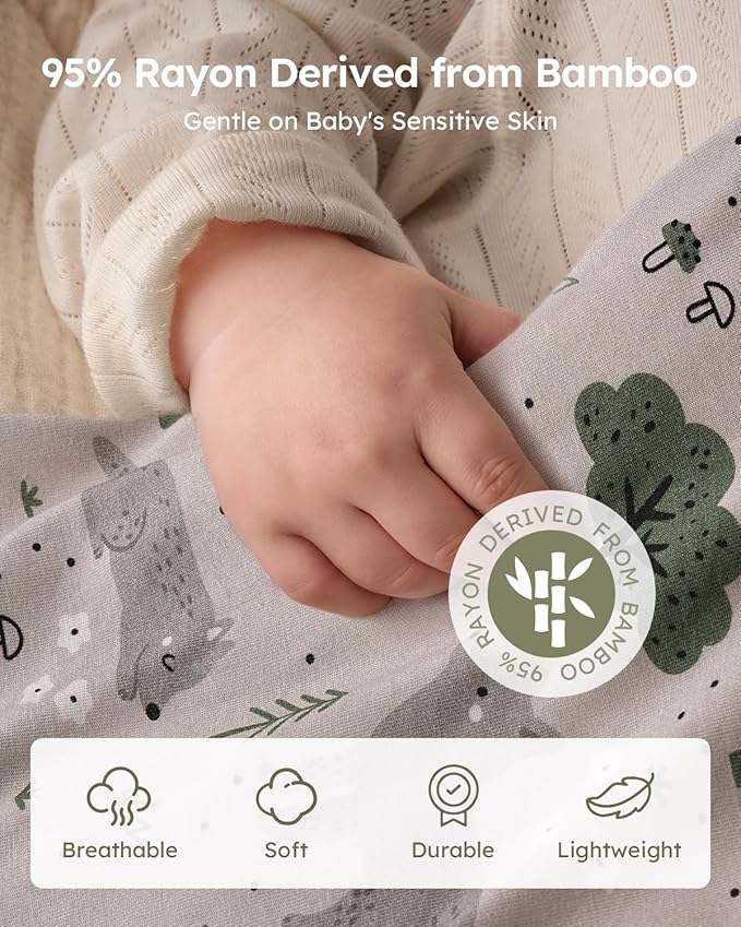 Yoofoss Rayon Made from Bamboo Baby Sleep Sack 12-18 Months 1.0 Tog Baby Wearable Blanket, Super Soft Infant Toddler Sleeping Sack 2-Way Zipper