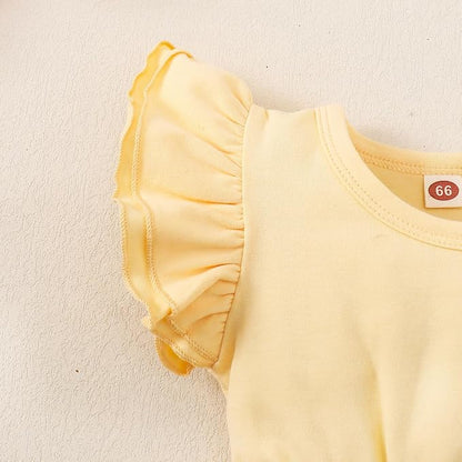 Baby Girl Clothes Infant Ruffle Sleeve Romper Dress Newborn Solid Tutu Skirt Sets Jumpsuit Headband Outfit