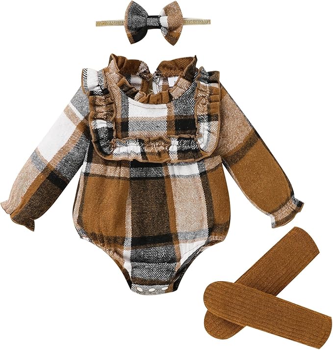 GRNSHTS Newborn Baby Girl Clothes Ruffle Rompers Toddler Fall Outfits for Girls Set Little Girl Fall Winter Clothing