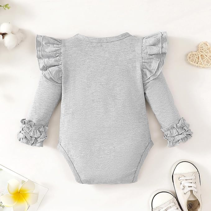 Baby Girl Solid Color Romper Infant Ruffle Sleeve Bodysuit One Piece Outfit Toddler Jumpsuit clothes