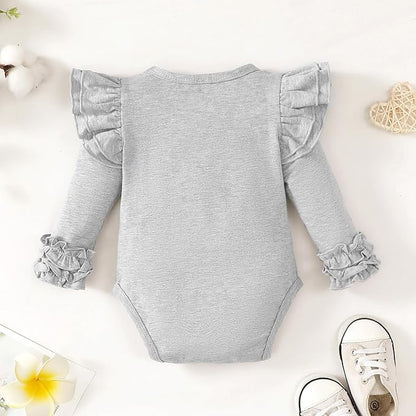 Baby Girl Solid Color Romper Infant Ruffle Sleeve Bodysuit One Piece Outfit Toddler Jumpsuit clothes