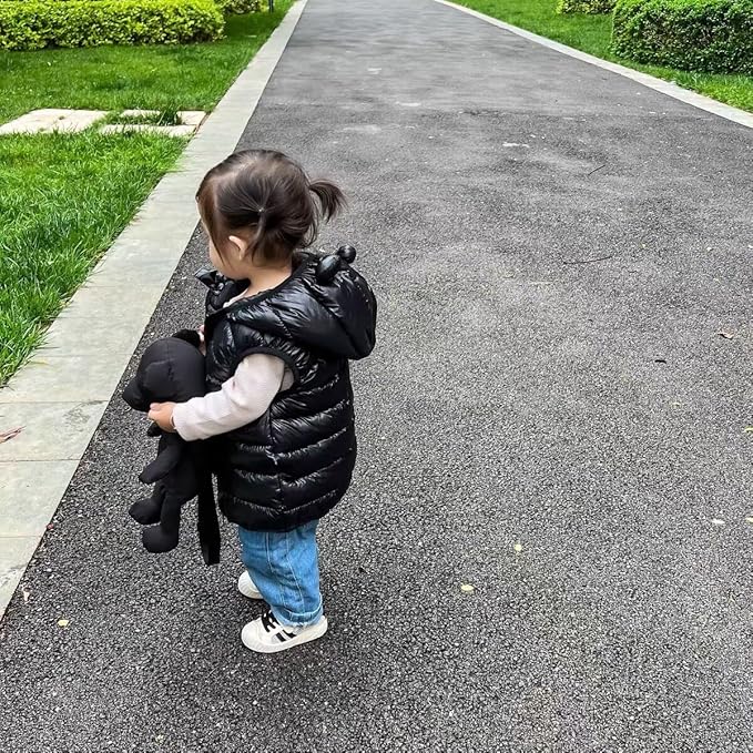 AIWUHE Baby Boys Girls Hooded Puffer Vest Winter Lightweight Sleeveless Bear ears Zipper Up Jacket