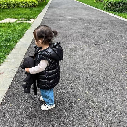 AIWUHE Baby Boys Girls Hooded Puffer Vest Winter Lightweight Sleeveless Bear ears Zipper Up Jacket