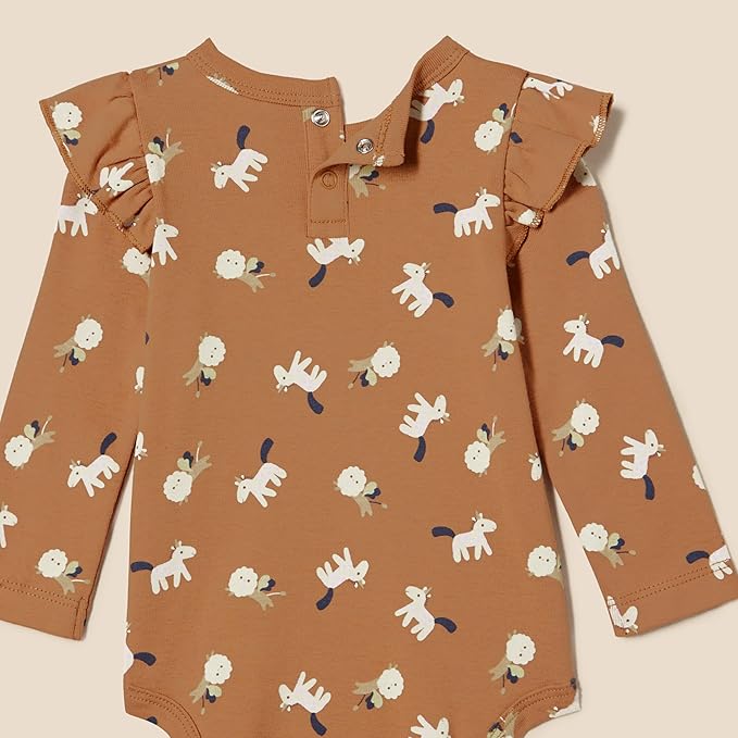 Amazon Essentials baby-girls Long-Sleeved Ruffle Bodysuits