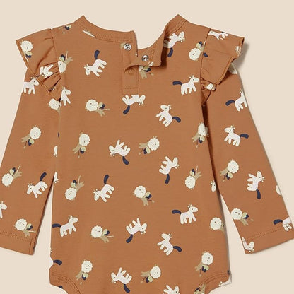 Amazon Essentials baby-girls Long-Sleeved Ruffle Bodysuits