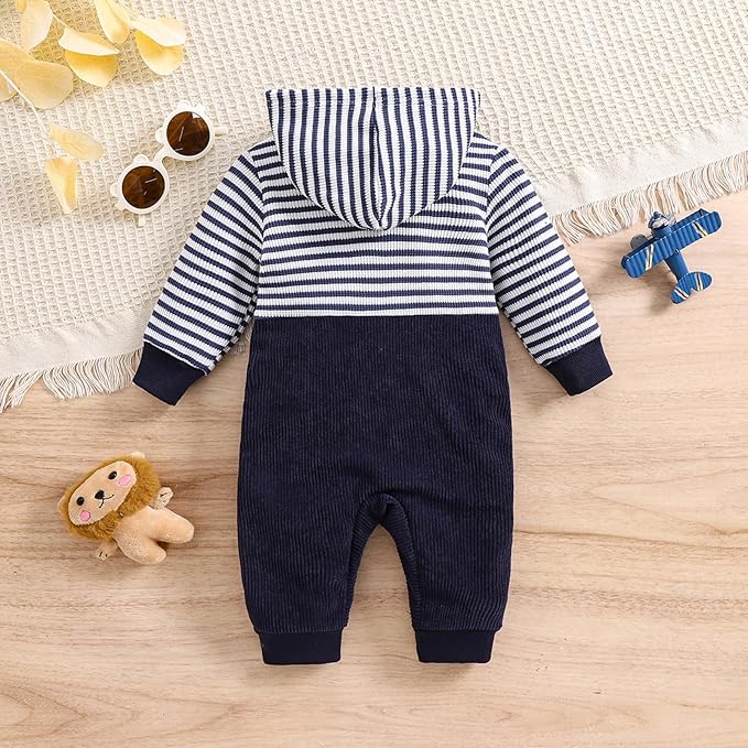 Baby Boy Clothes Newborn Hoodie Romper Fall Winter One-piece Outfit Infant Cute Cartoon Clothing Set 0-18 Months