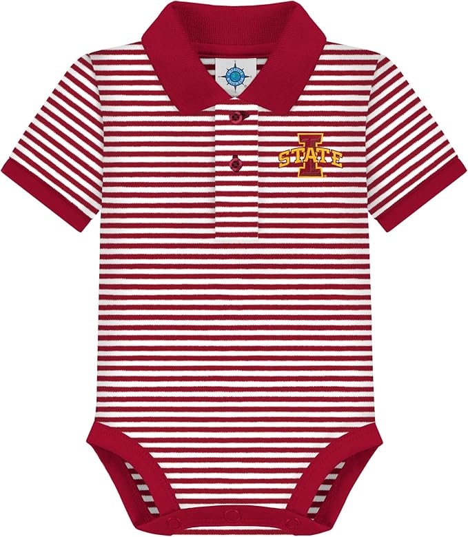 Creative Knitwear College Baby Striped Polo Bodysuit - Team Logo, Multiple Colors, for Boys & Girls (0-12 Months)